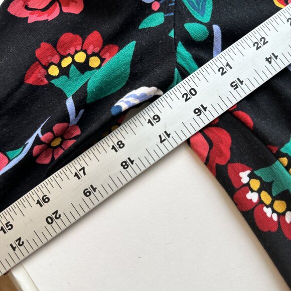 Loft Floral Black Long Sleeve Mini Dress Multicolor Medium Petite Rayon - Picture 5 of 10